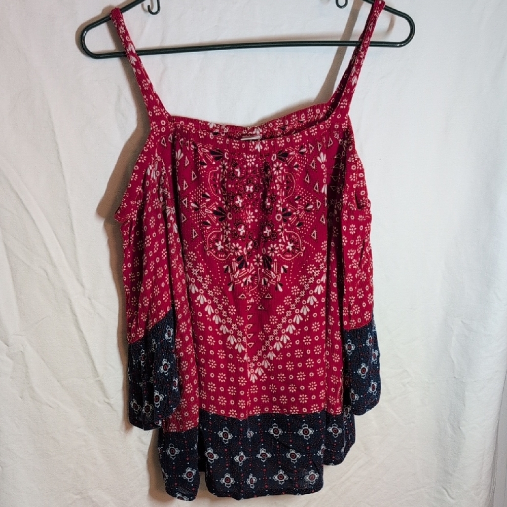 Bila Red Smocked Sleeveless Blouse